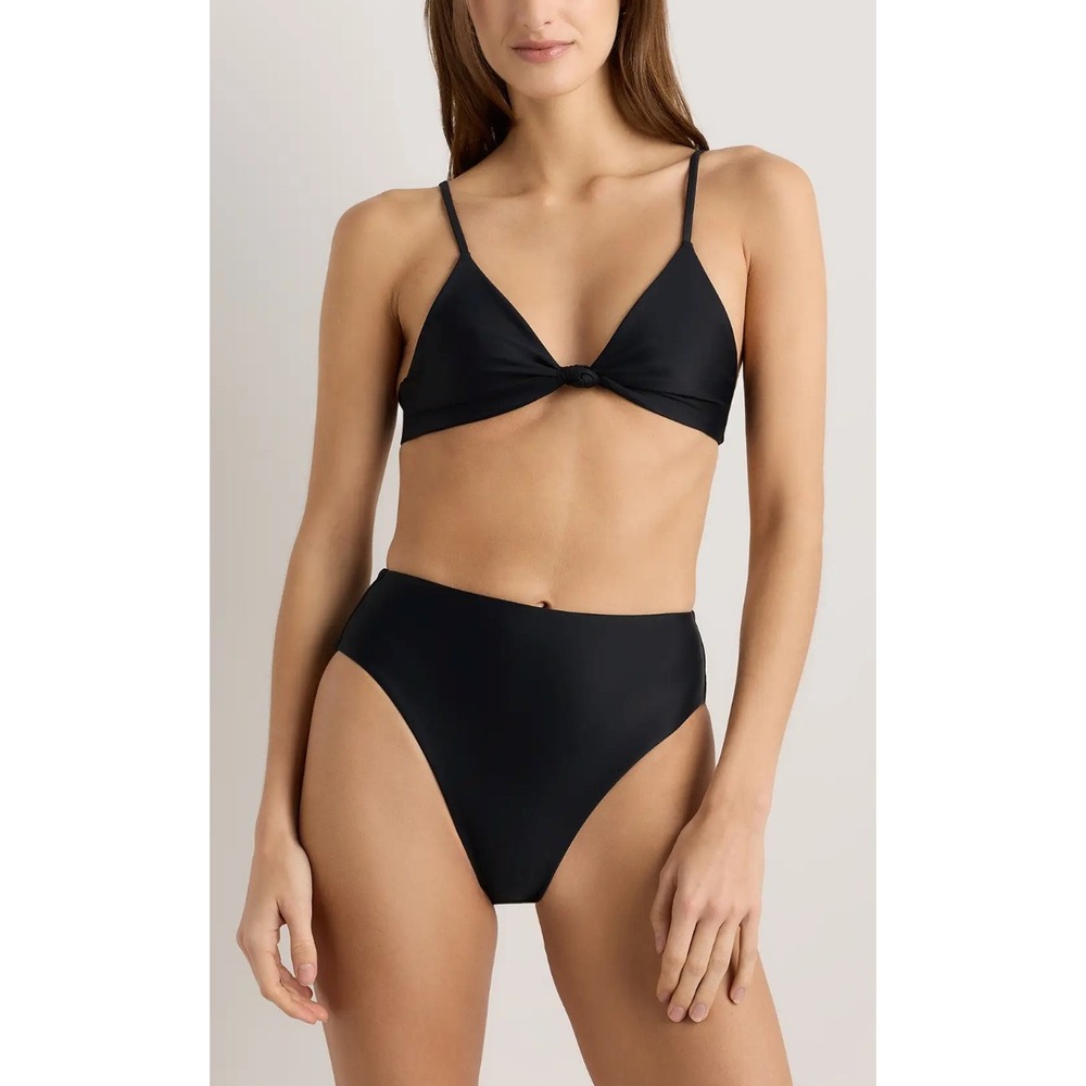 NWT Quince‎ Italian Knotted Triangle Bikini Top Black Small